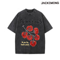 Oversized Washed Retro Food Themed Streetwear Print Tshirt USA Stock Wholesale Y2K Casual Tee
