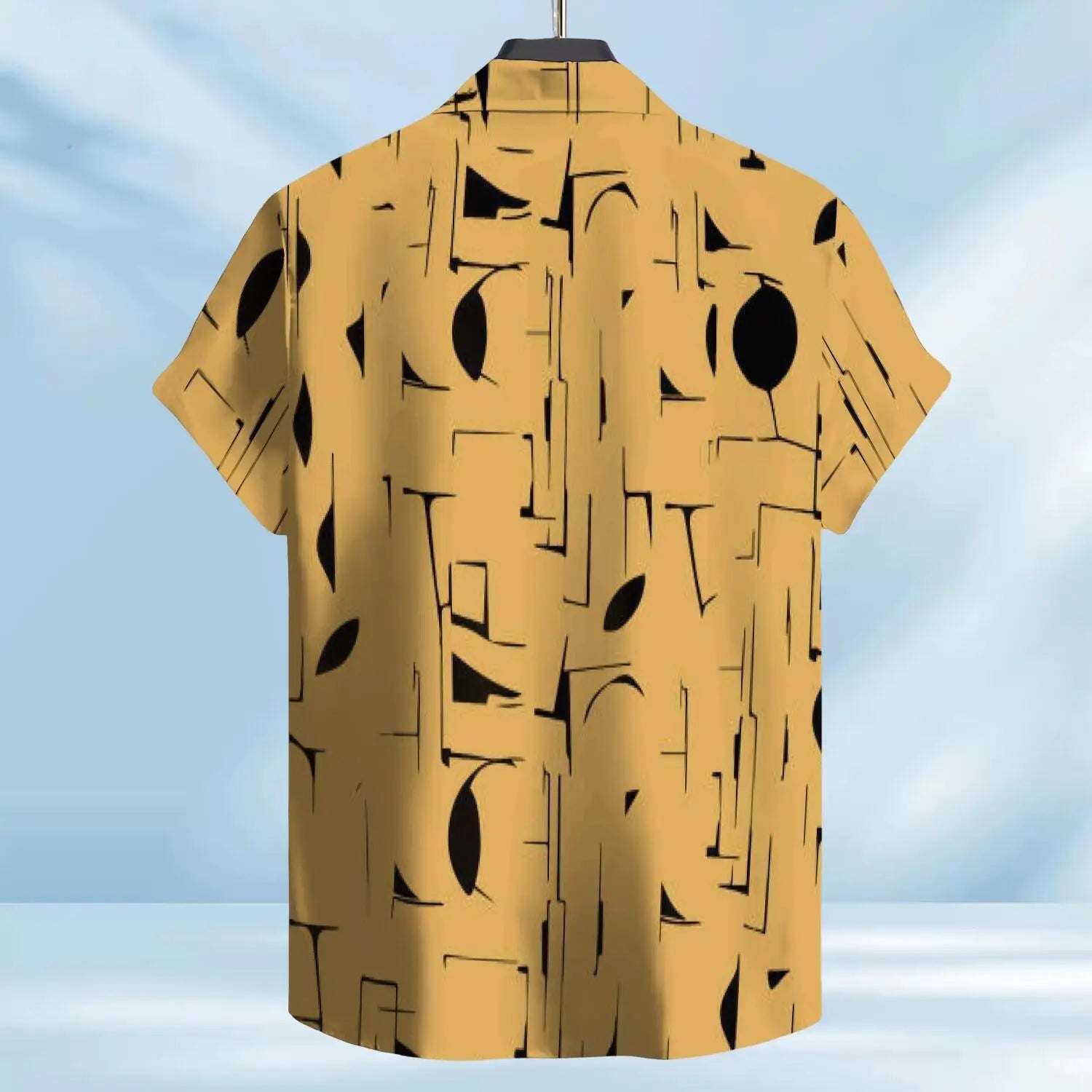 Solid-color T-shirt - Men's Hawaiian-style T-shirt - Inkjet Printed Abstract Geometric Pattern - High-quality Custom Shirt