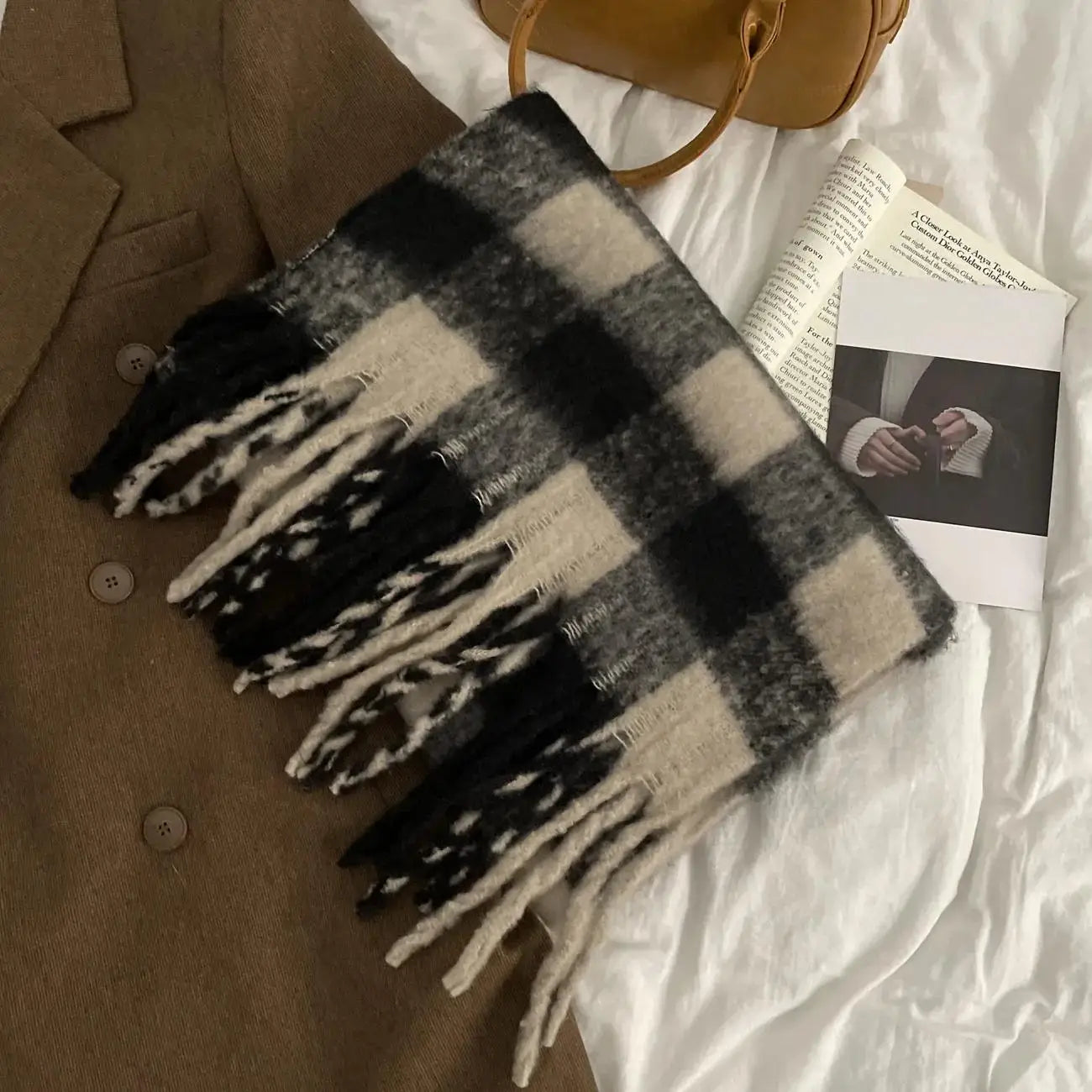 Women Plain 100% Cotton Winter Warm Scarf YARN DYED Knitted Scarves