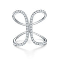 Ruizuan Rhodium Plated Silver Eternity Band Rings Moissanite Trendy Bezel Setting Cross Design Girls Bulk Certified Rings for