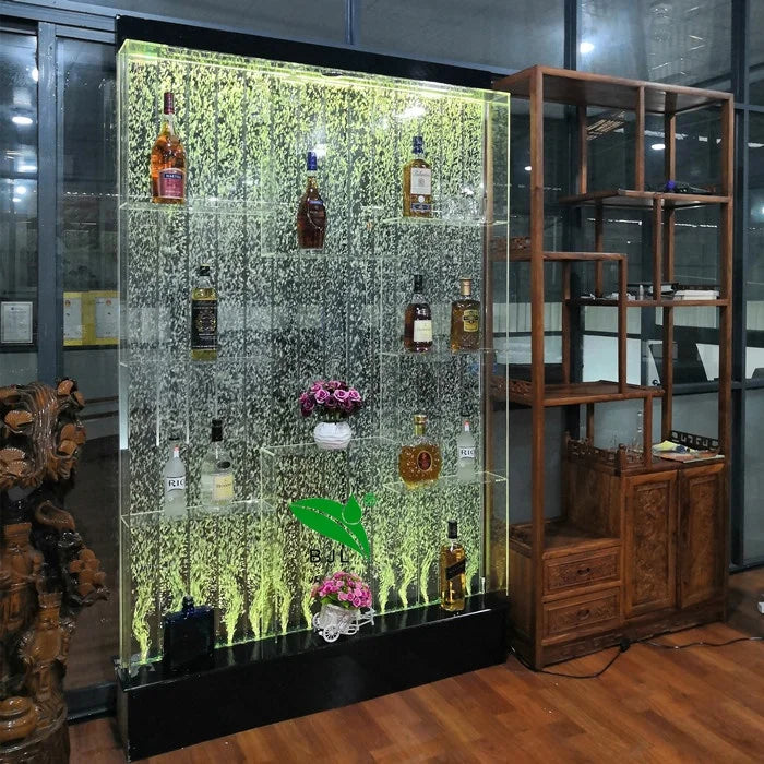 Home Wine bar Cabinet Furniture Colourful Acrylic Water Bubble Wall Led Wine Cabinet
