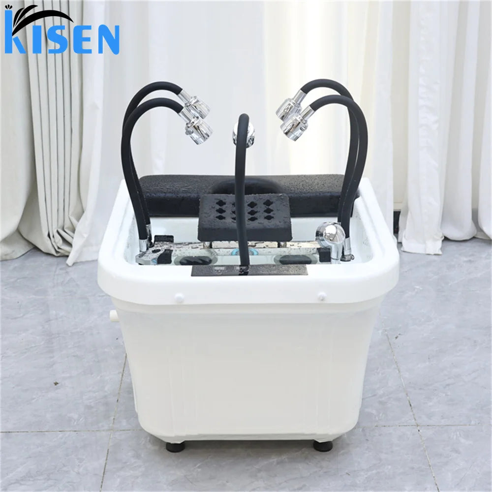 Popular Portable No Plumbing 60L Water Tank Shampoo Basin Sink Waterfall Water Circulation Spa Salon Furniture Washing Hair Bowl