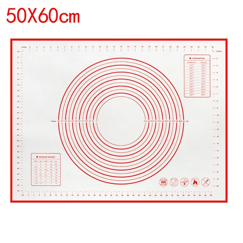 80/70/60cm Large Silicone Rolling Dough Mat Non-Stick Pizza Pastry Baking Mat Oven Sheet Liner Non-Slip Placemat Kitchen Gadgets
