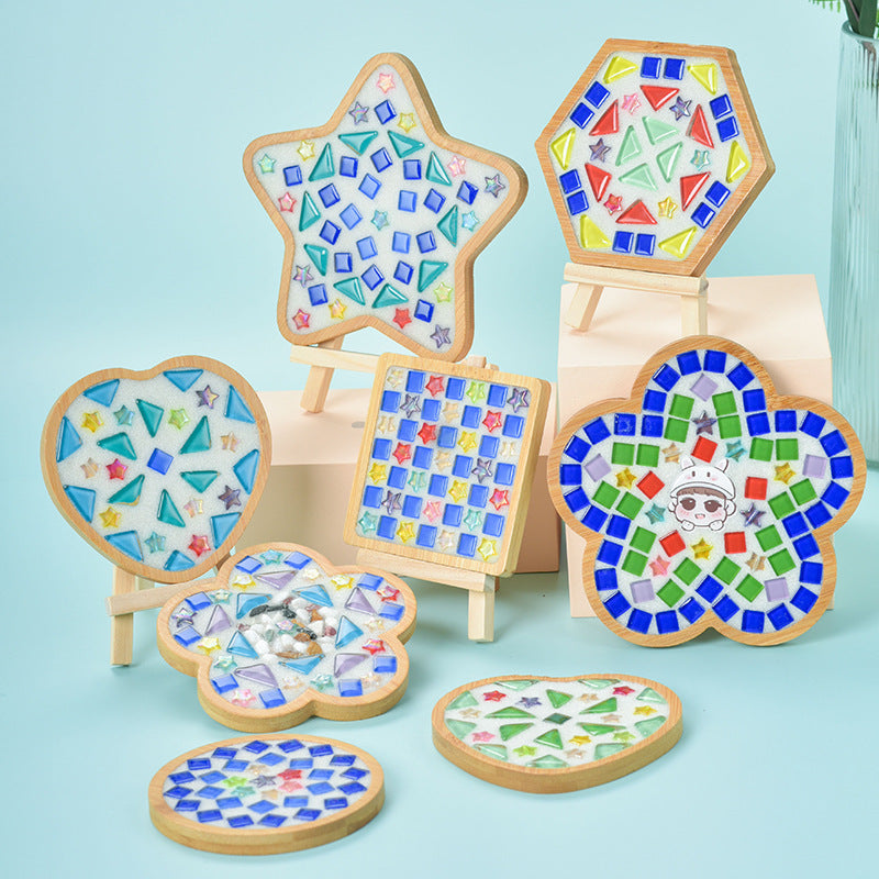 net red diy mosaic coaster warm field bamboo creative manual research independent material package warm field group building parent-child