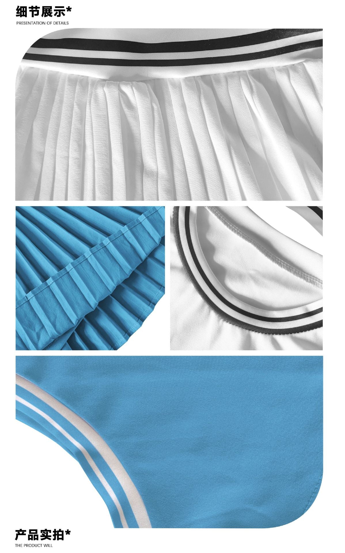 M3089 Women Solid Color Two Piece Set Sleeveless Crop Top & High Waist Pleated Mini Skirt Tennis Style Outfit