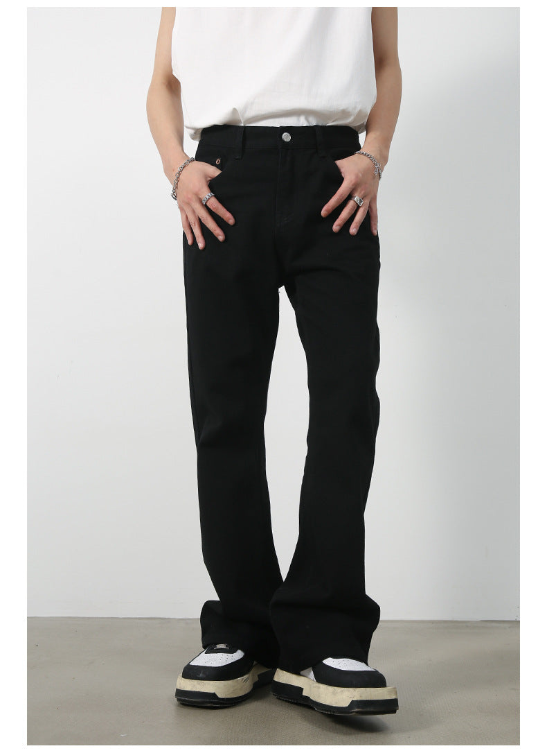 Men High Street Hip Hop Casual Small Flare Denim Jeans Pant Male Japan Korea Style Streetwear Vintage Denim Trousers Pant