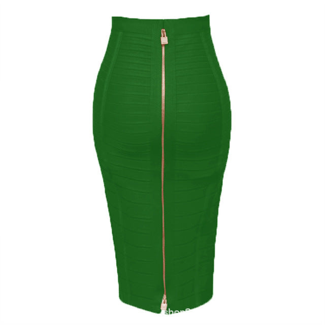 Amazon Aliexpress Best-Selling 16-Color Bandage Skirt Stripesd Zipper Double-Open Sexy High-Waist Hip Skirt Skirt