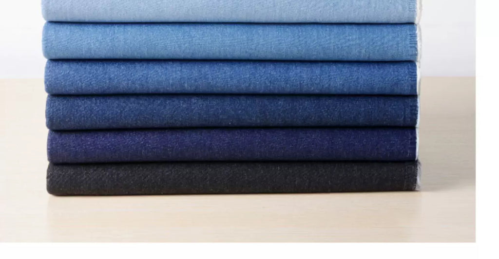Washed Denim Jeans Fabric Cotton By The Meter for Needlework Dress Skirt Shirt Jacket Pants Diy Sewing Wearable Soft Cloth Blue