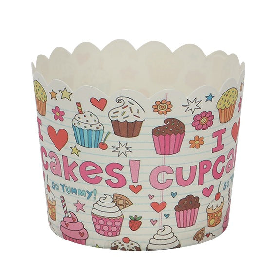 Small Cake Cuppers Mafen Cup High Temperature Baking Chiffon Small Cake Cup Disposable Cute Pattern Paper Cup 50