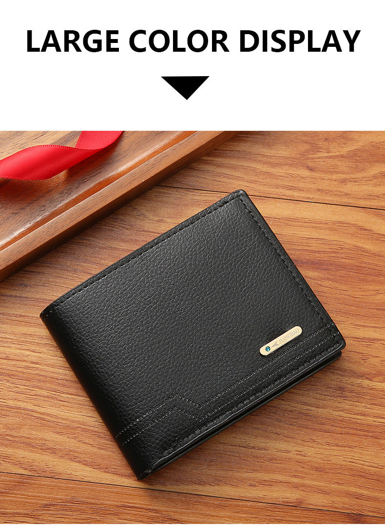 Personalized Custom Name Bifold Short Wallet Casual Lychee Patterned Soft Leather Man's Wallet Multi Card Slot PU Leather Purse
