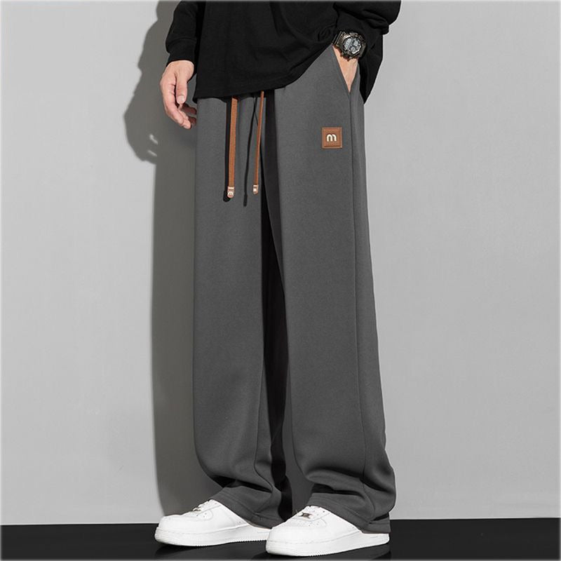 Trendy plus size Pants Men's Spring and Autumn Casual Pants Loose All-match Sports Pants Hong Kong-style Simple All-match Pants Cross-border