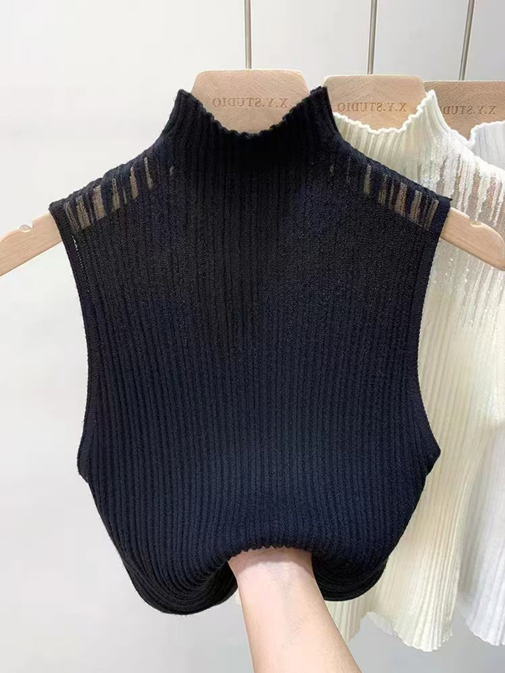 New Style Sleeveless Knit Top for Women, Summer Thin Style with a High-End Feel, Elegant Collar, Vacation Casual Top, Direct Cross-Border Supply