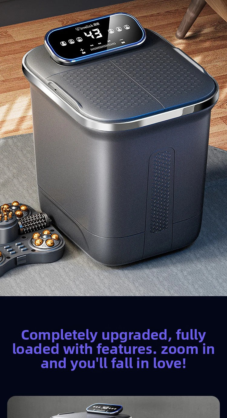 Electric Foot Bath Bucket Vibration Sterilization Foot Spa Bubbles Footbath Machine for Relieve Pressure Relaxation Foot Massage