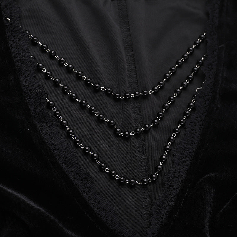Halloween Costume Women Batwing Sleeve Floor Dress Black Gothic Evil Terror Maxi Mistress Morticia Addam Family Outfit For Adult