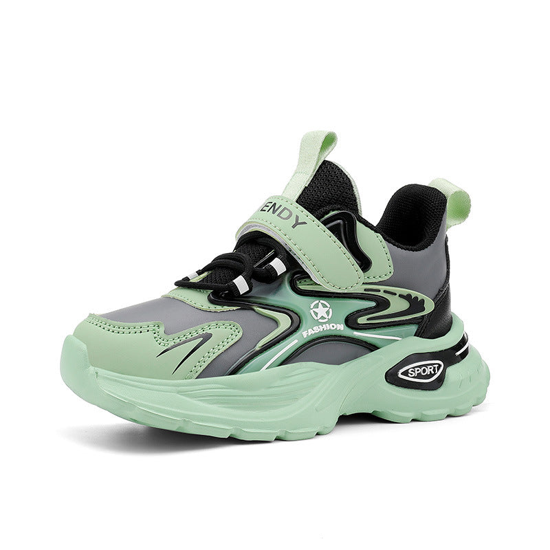 Autumn and Winter Leather Children's sneaker Boys fleece-lined Cotton Shoes Student Dad's Shoes Running Shoes Warm Snow Shoes Children's Shoes