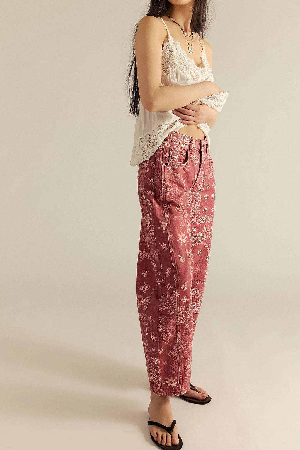 Cotton Denim Long Jeans for Women Trousers Casual High Waisted Jeans Cropped Pants Spring Summer Boho Beach Ladies Baggy Jeans