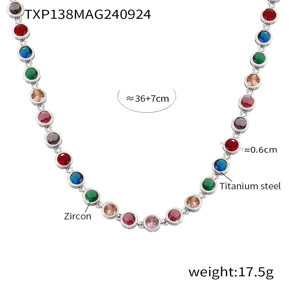 INS Internet Celebrity Bohemian Zircon Bracelet Simple Advanced Dopamine Necklace Advanced Temperament Jewelry suit