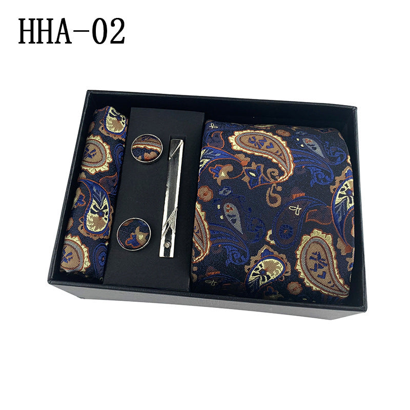 Factory Wholesale Men's Tie Business Dress Wedding Photo Suit Accessories Tie Cufflinks Square Tie Gift Box
