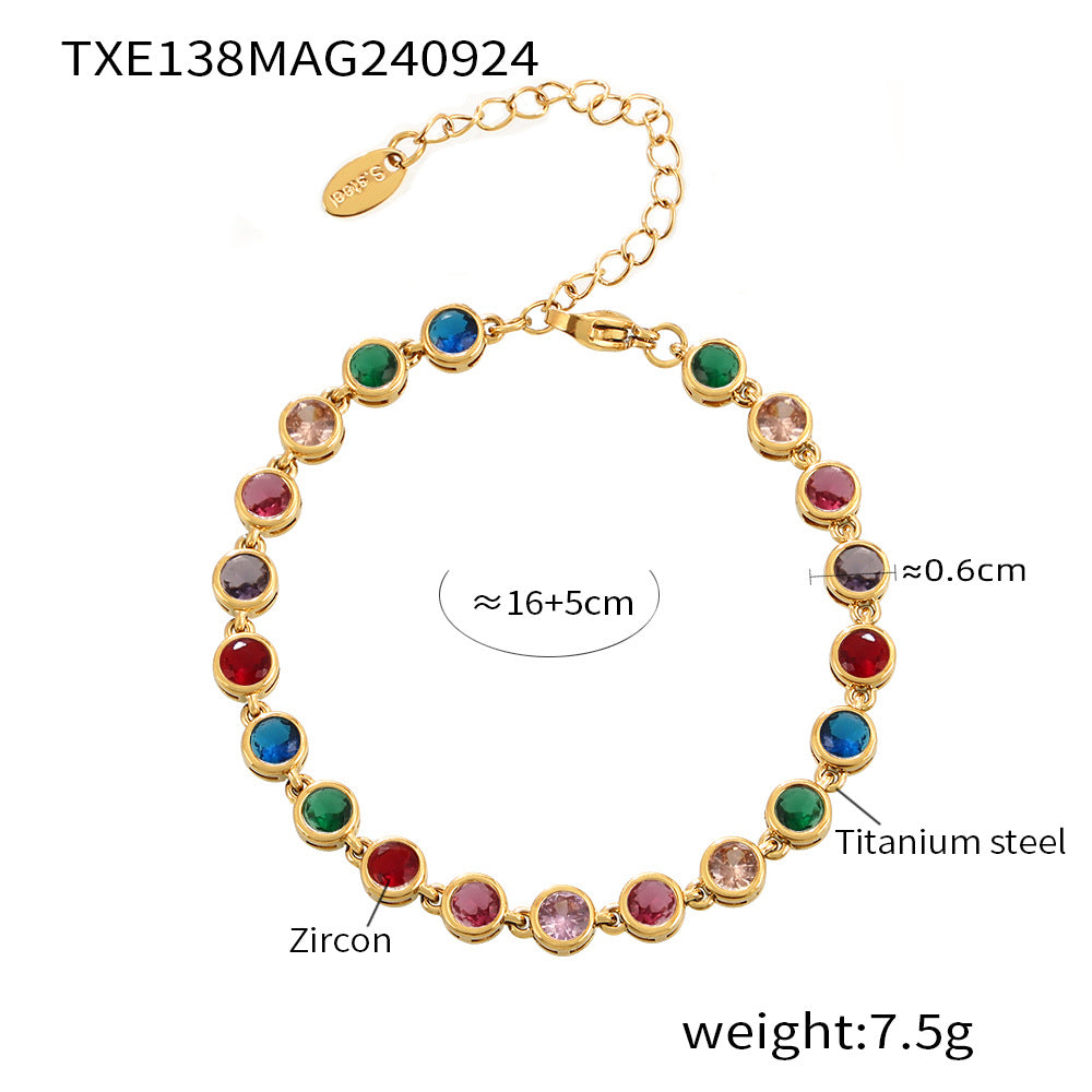 INS Internet Celebrity Bohemian Zircon Bracelet Simple Advanced Dopamine Necklace Advanced Temperament Jewelry suit