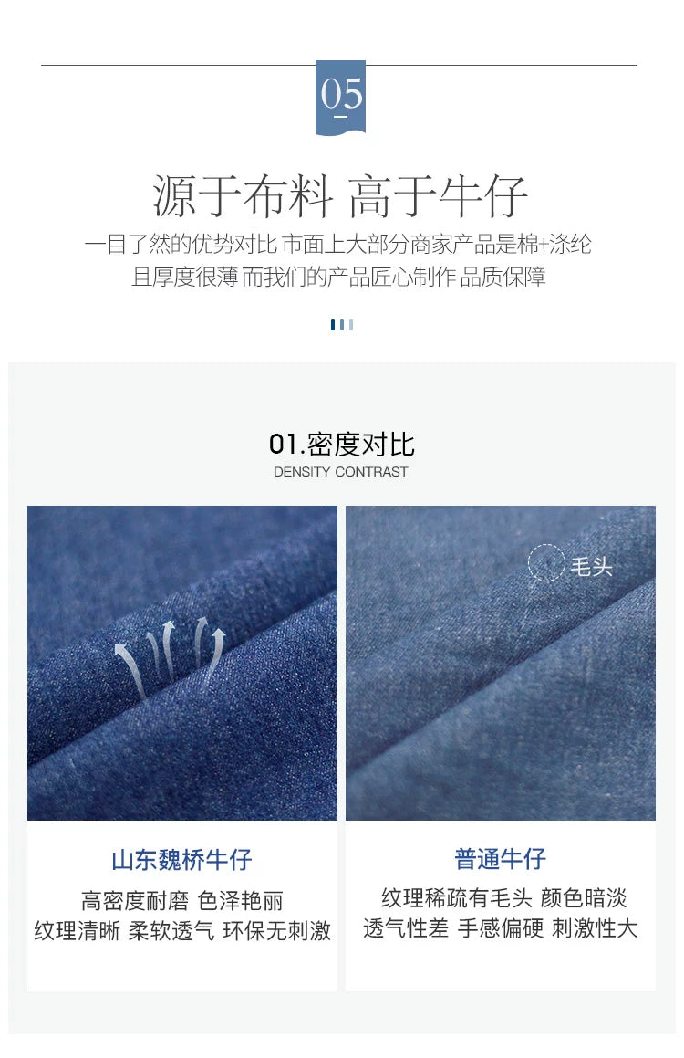 Washed Denim Jeans Fabric Cotton By The Meter for Needlework Dress Skirt Shirt Jacket Pants Diy Sewing Wearable Soft Cloth Blue