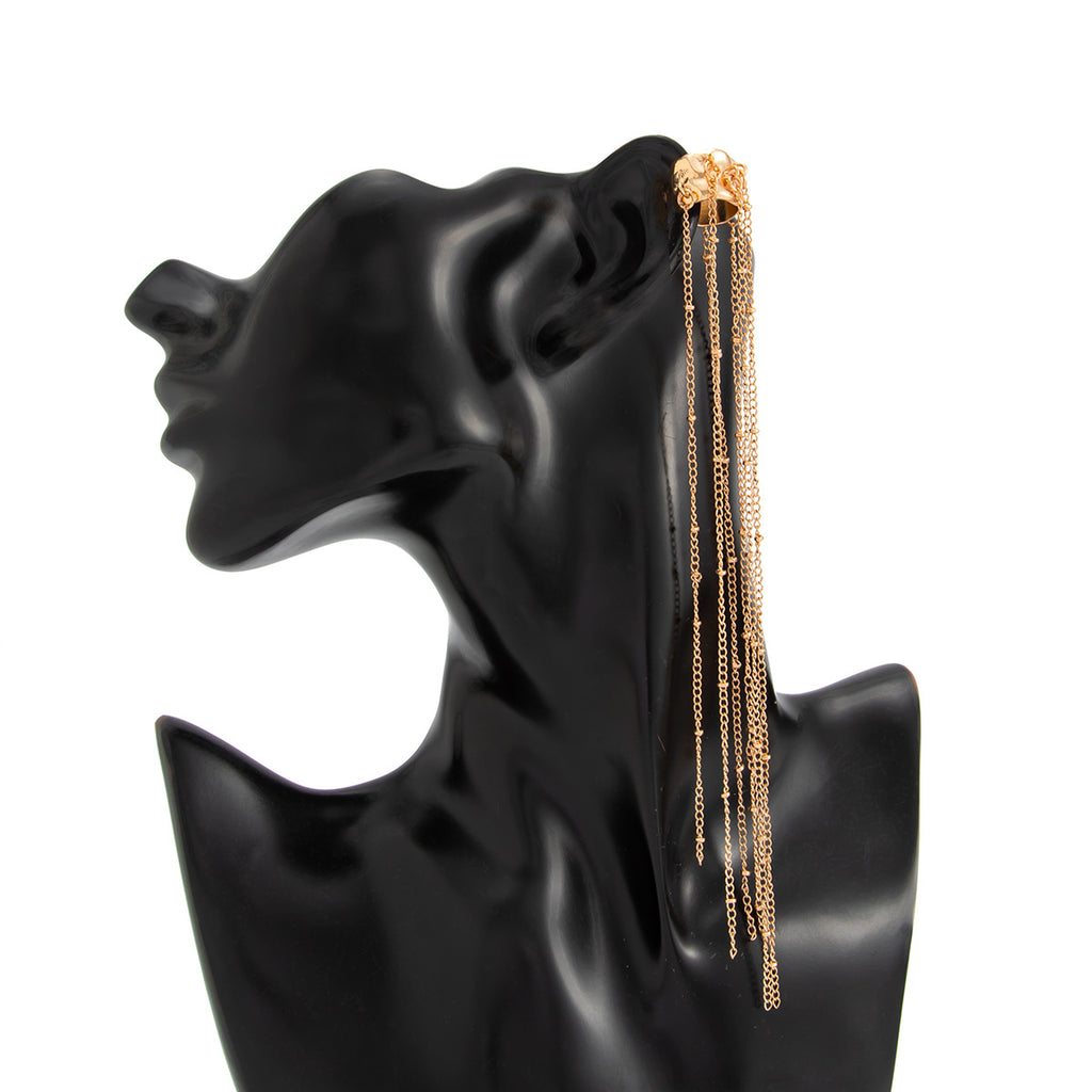 Unique Long Tassel No Piercing Ear Clip Earrings for Women New Gothic Silver Color C-shaped Ear Cuff Fashion Jewelry Gift