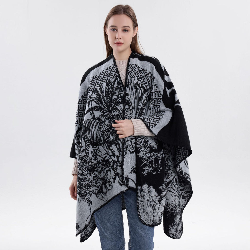 Jiangnan Watertown Knitted Shawl High-end Ethnic Style Cloak Western Sichuan Yunnan Travel Wear Imitation Cashmere Cape Women