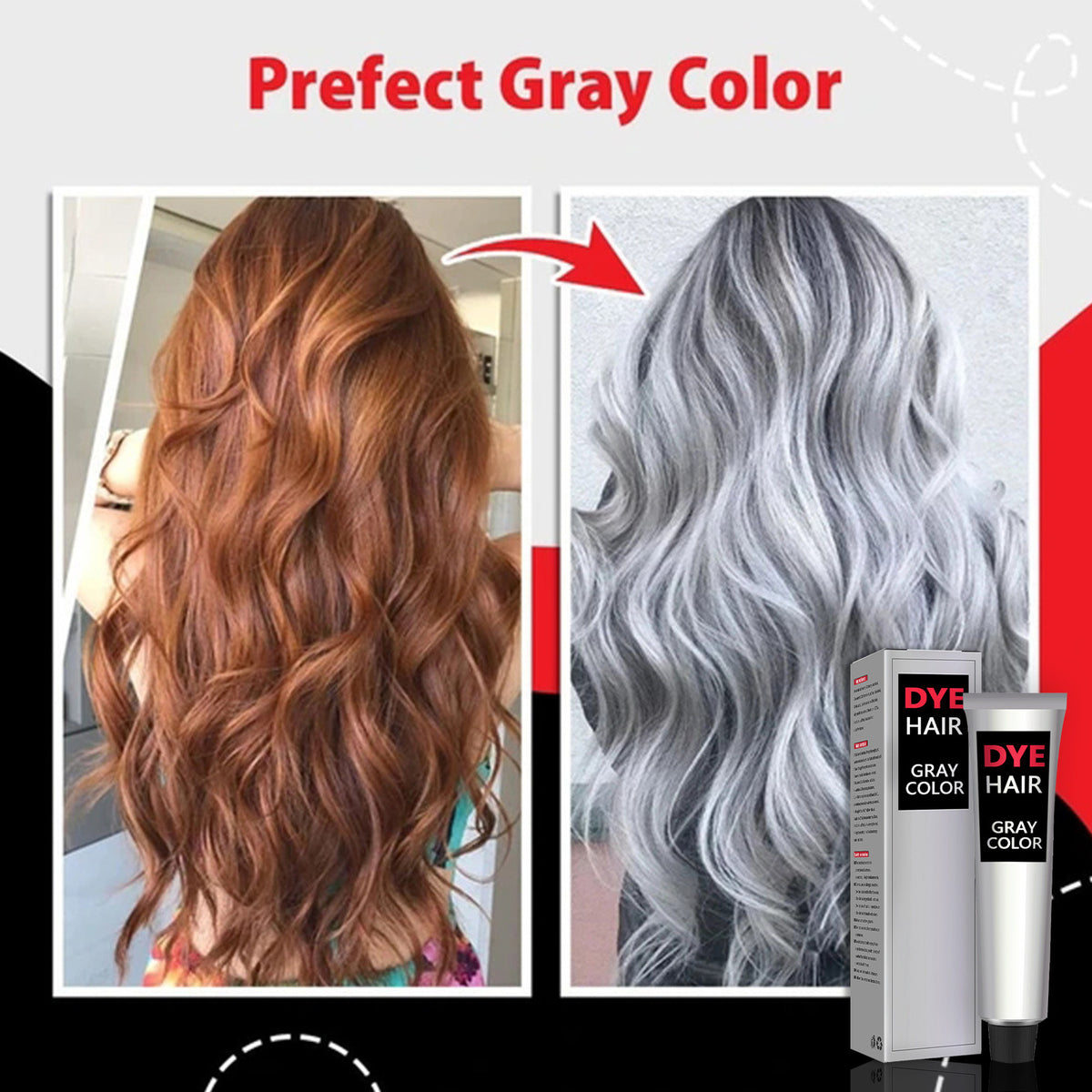 Silver Gray Hair Dye Punk Style Unisex Smoky Long Lasting Coloring Hair Care and Styling Natural Gray Hair Dye Color Cream 100ml