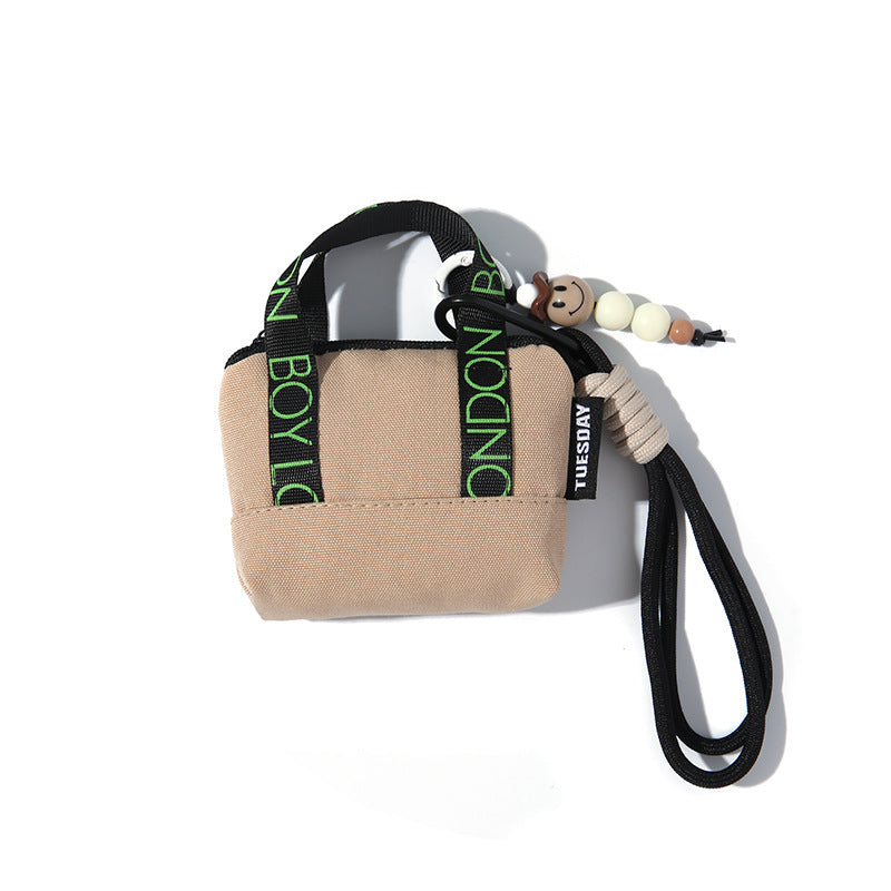Dopamine Pink Mini Handbag Headphone Bag Storage Box Data Cable Protective Cover Organizer Bag Coin Card Holder Trendy