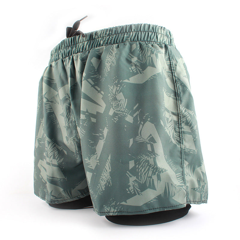 Men's Sports Shorts Summer Explosions Double-layer Quick-drying Swimming Trunks Anti-embarrassment Swimming Trunks Running Fitness Training Shorts