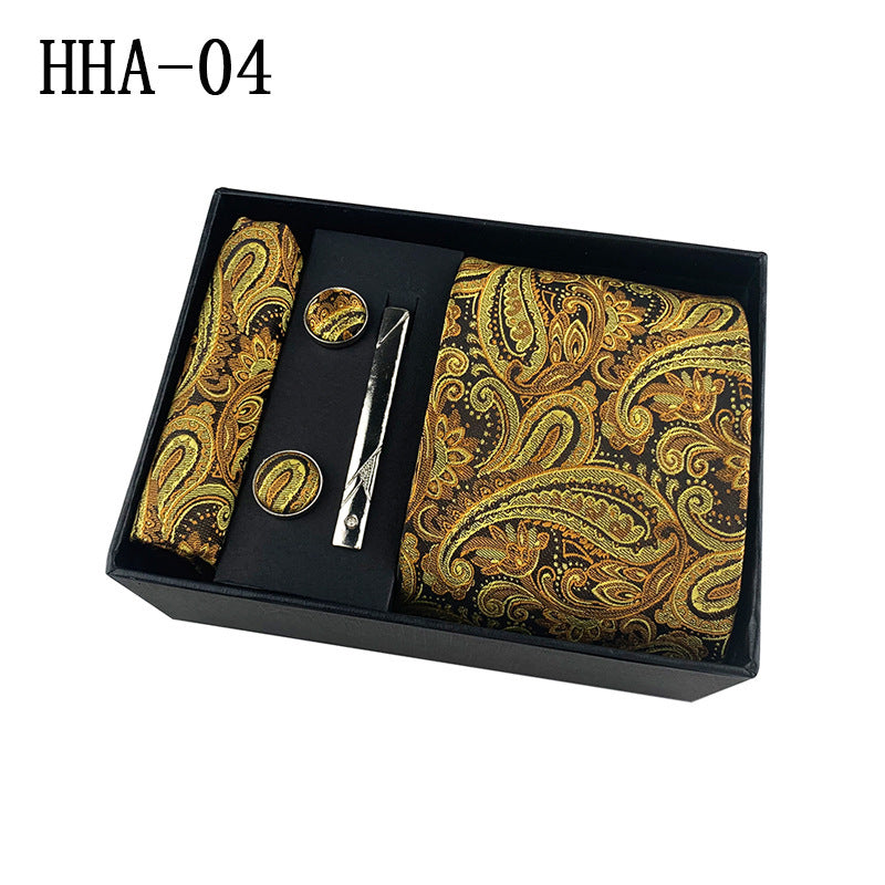 Factory Wholesale Men's Tie Business Dress Wedding Photo Suit Accessories Tie Cufflinks Square Tie Gift Box