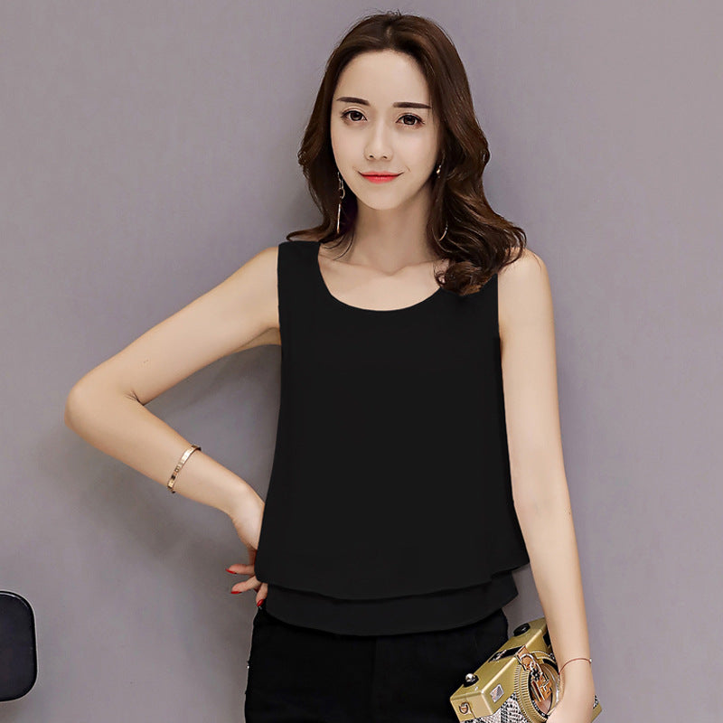 Chiffon Camisole Women's All-match Outer Wear Inner 2025 Summer Loose Slimming plus size Sleeveless Base Top