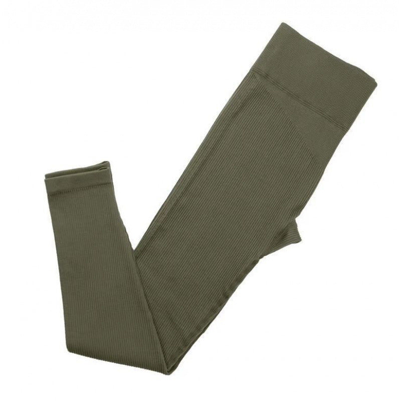Foreign Trade New Leggings Outer Wear Spring and Summer Women's Solid Color Elastic Tight Sports Pants Yoga Fitness Threaded Pants