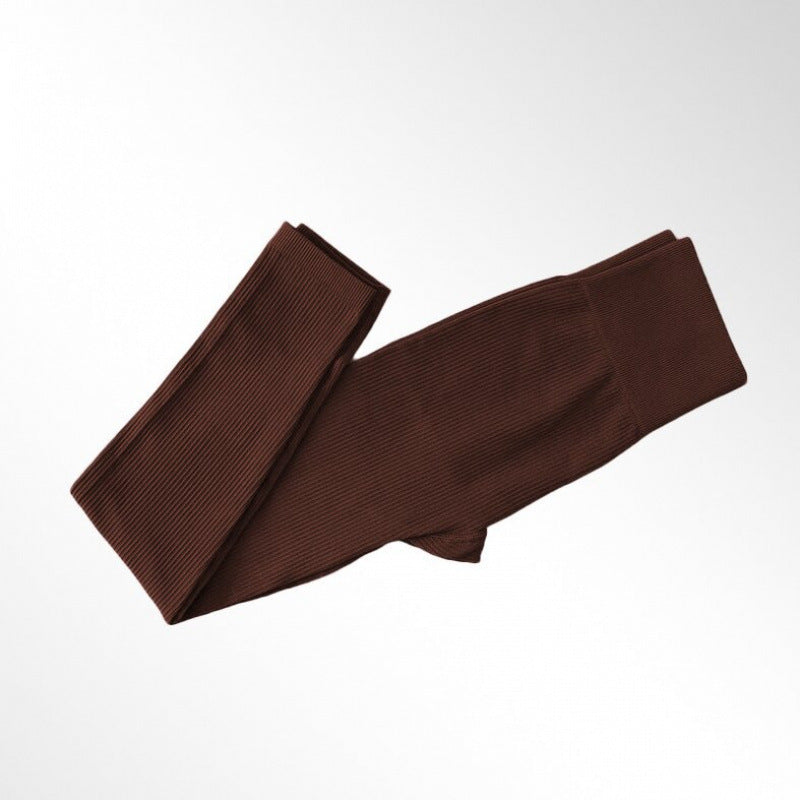 Foreign Trade New Leggings Outer Wear Spring and Summer Women's Solid Color Elastic Tight Sports Pants Yoga Fitness Threaded Pants