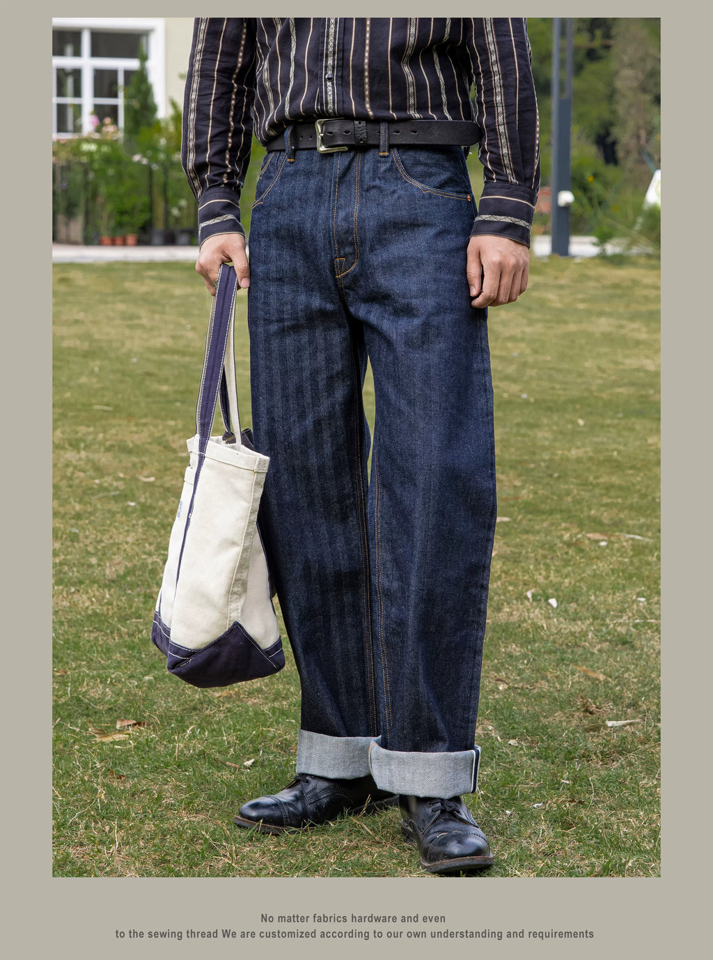 507-0001 Red Tornado  Vintage 15 Oz Indigo Selvage Stylish Trousers Mens Casual Raw Denim Jean Pants