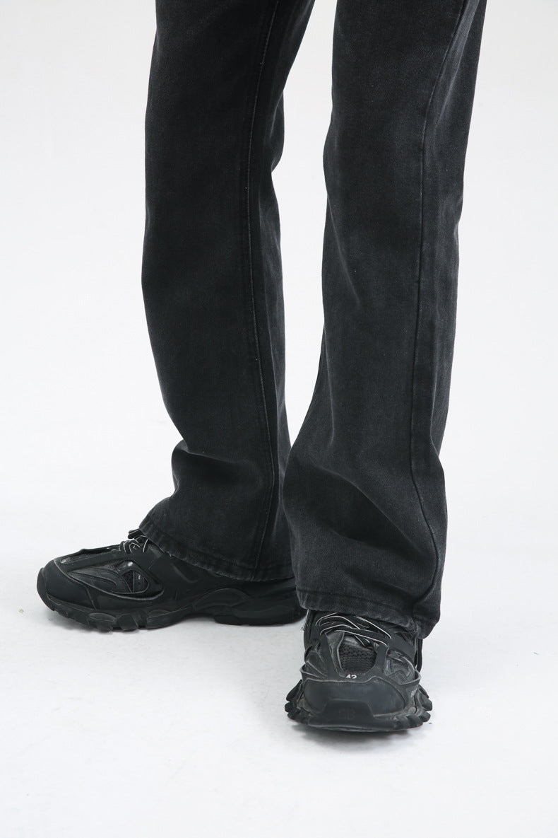 Men High Street Hip Hop Casual Small Flare Denim Jeans Pant Male Japan Korea Style Streetwear Vintage Denim Trousers Pant