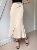 European and American Amazon Popular Satin Satin Skirt Foreign Trade Independent Station New Mid-Length Imitation Silk Skirt