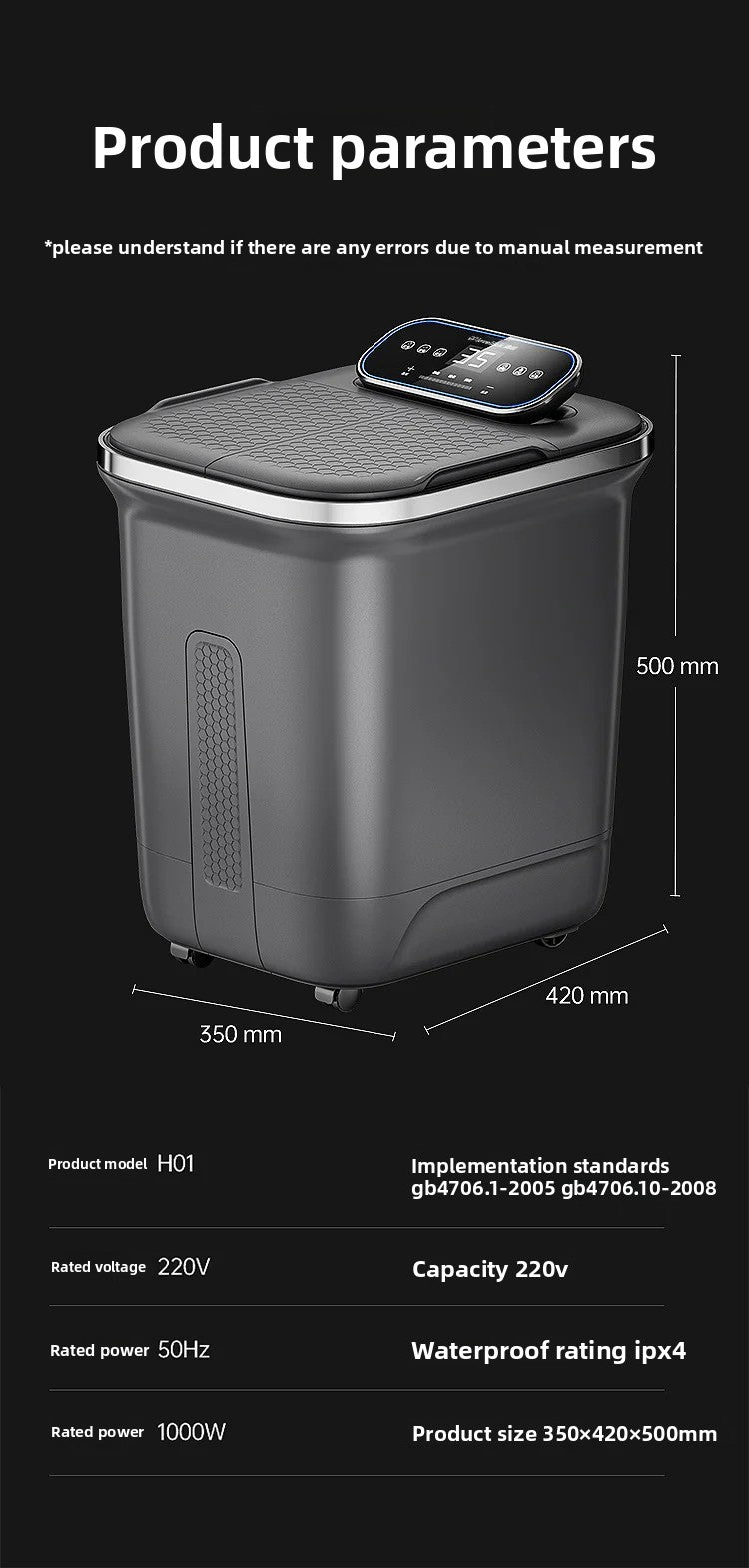 Electric Foot Bath Bucket Vibration Sterilization Foot Spa Bubbles Footbath Machine for Relieve Pressure Relaxation Foot Massage