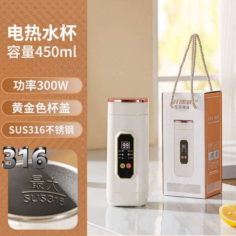 Insulated Cup That Can Boil Water, Portable Electric Water Cup for Travel and Hotels, 304 Stainless Steel Electric Hot Water Cup