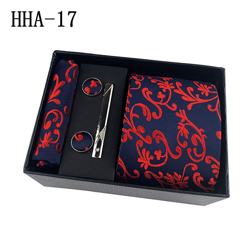 Factory Wholesale Men's Tie Business Dress Wedding Photo Suit Accessories Tie Cufflinks Square Tie Gift Box