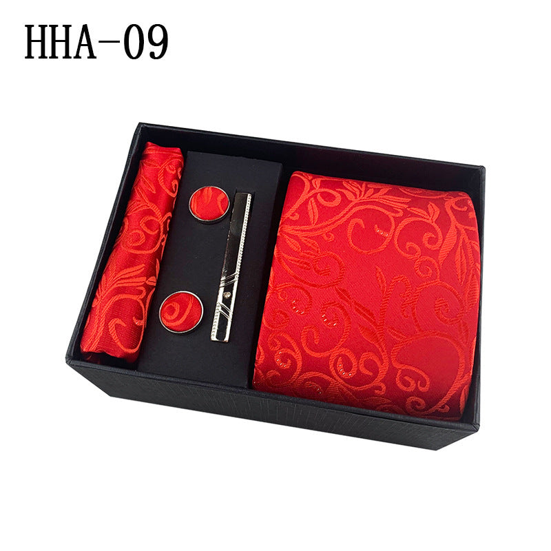 Factory Wholesale Men's Tie Business Dress Wedding Photo Suit Accessories Tie Cufflinks Square Tie Gift Box