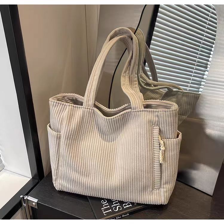 Corduroy Bag Women's Large Capacity 2024 New Autumn and Winter Casual Shoulder Shopping Bag Premium Tote Bag