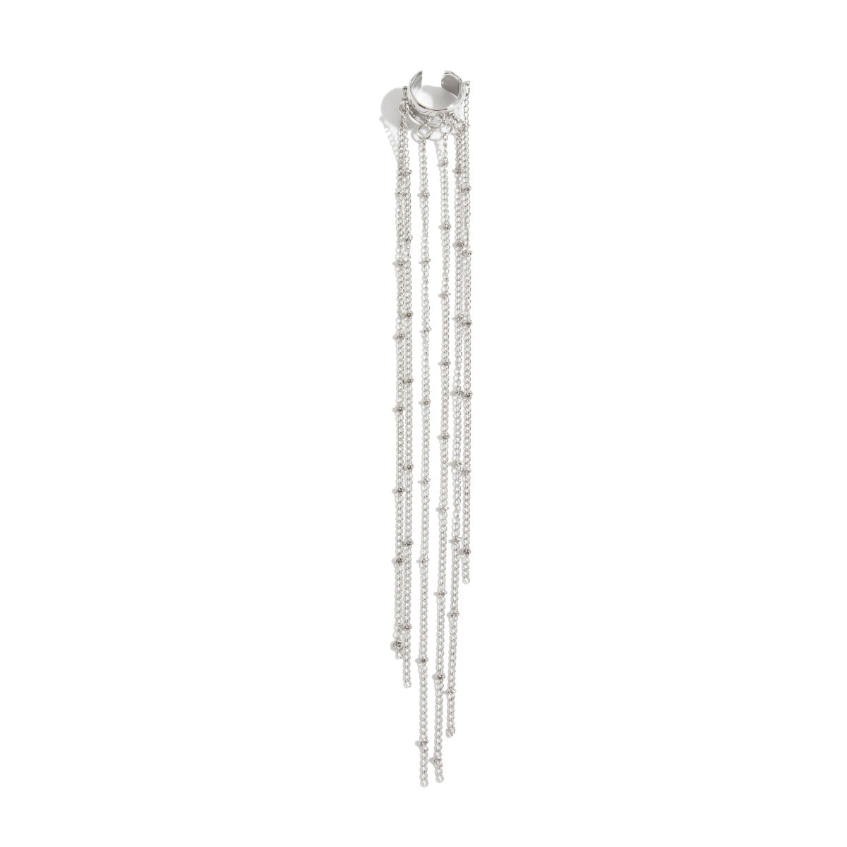 Unique Long Tassel No Piercing Ear Clip Earrings for Women New Gothic Silver Color C-shaped Ear Cuff Fashion Jewelry Gift
