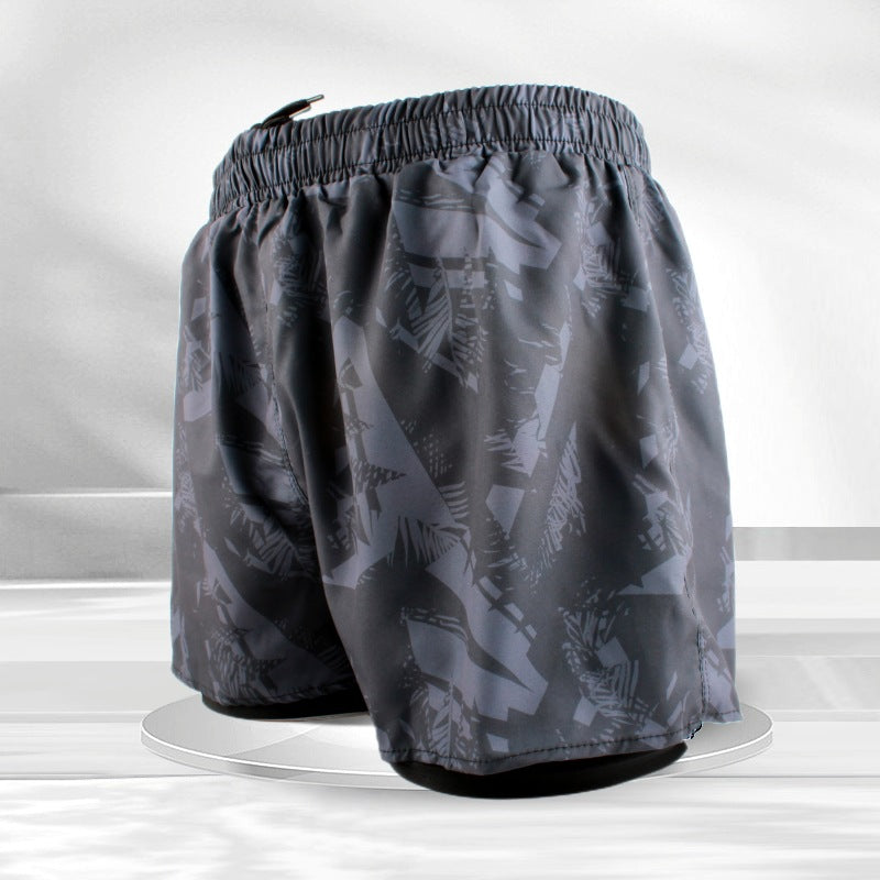 Men's Sports Shorts Summer Explosions Double-layer Quick-drying Swimming Trunks Anti-embarrassment Swimming Trunks Running Fitness Training Shorts