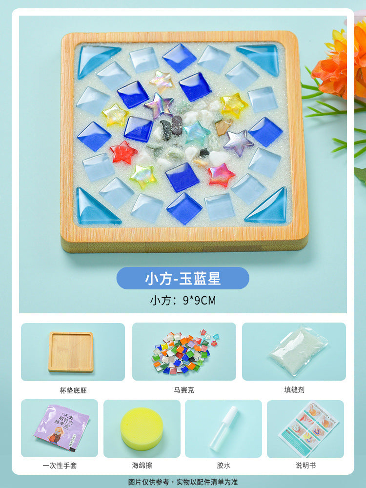 net red diy mosaic coaster warm field bamboo creative manual research independent material package warm field group building parent-child