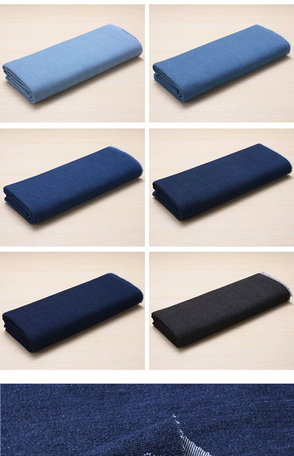Washed Denim Jeans Fabric Cotton By The Meter for Needlework Dress Skirt Shirt Jacket Pants Diy Sewing Wearable Soft Cloth Blue