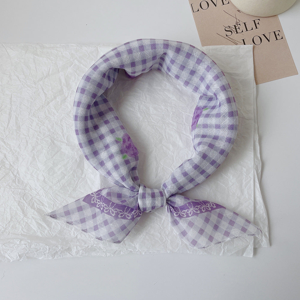 Upgraded Japanese cotton and linen square scarf 58x58 breathable all-match pastoral style floral photo matching scarf headscarf for women
