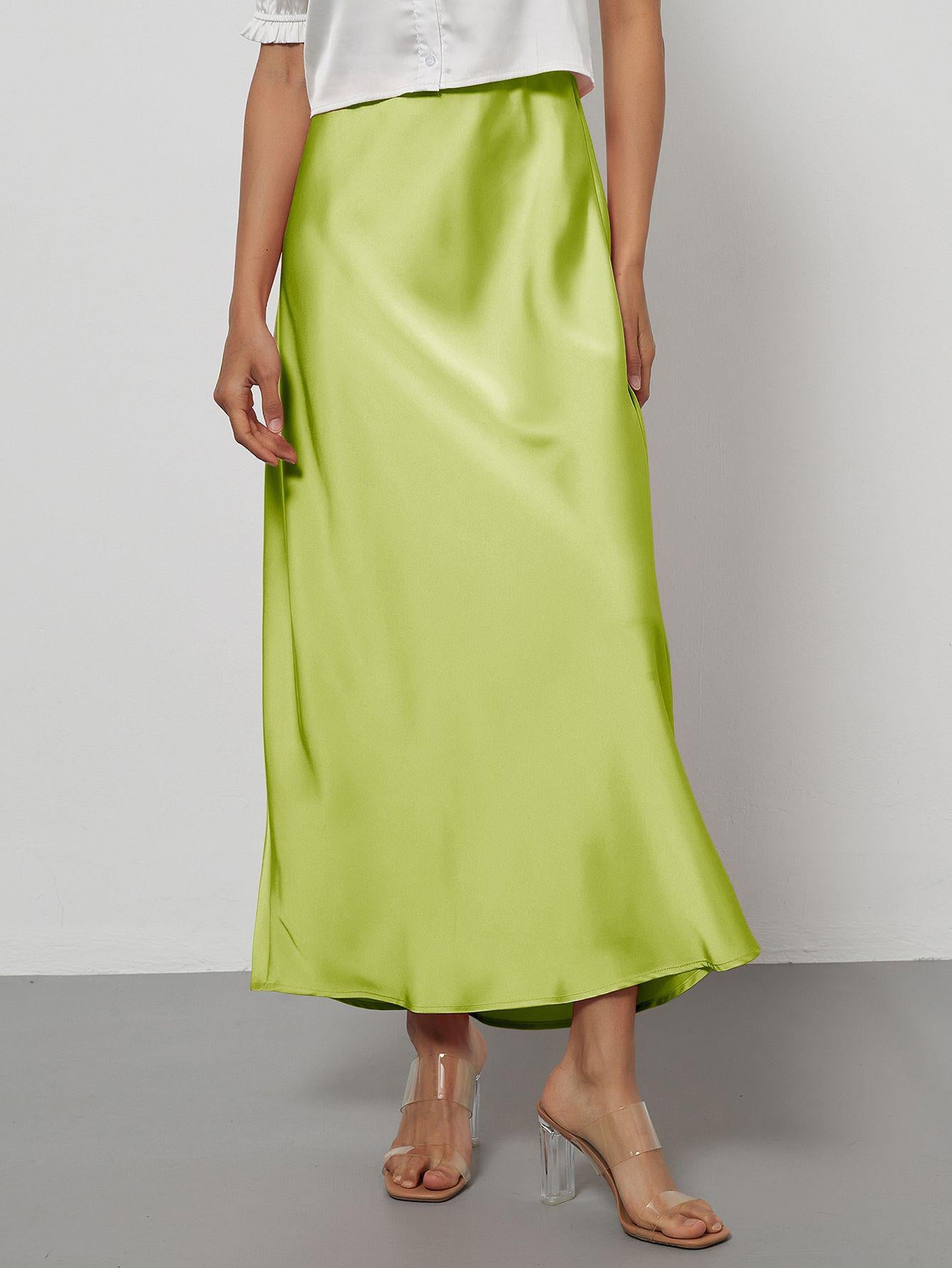 In-Stock Cross-Border Women's Clothing Wholesale European and American Style Elegant Satin Midi Skirt Slimming and Flowy