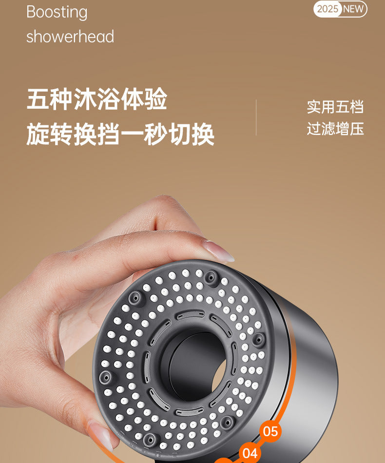 High Pressurized Filter Shower Head 5-mode Adjustable Spa Showerhead One Button Stop Water Saving Shower Bathroom Accessories