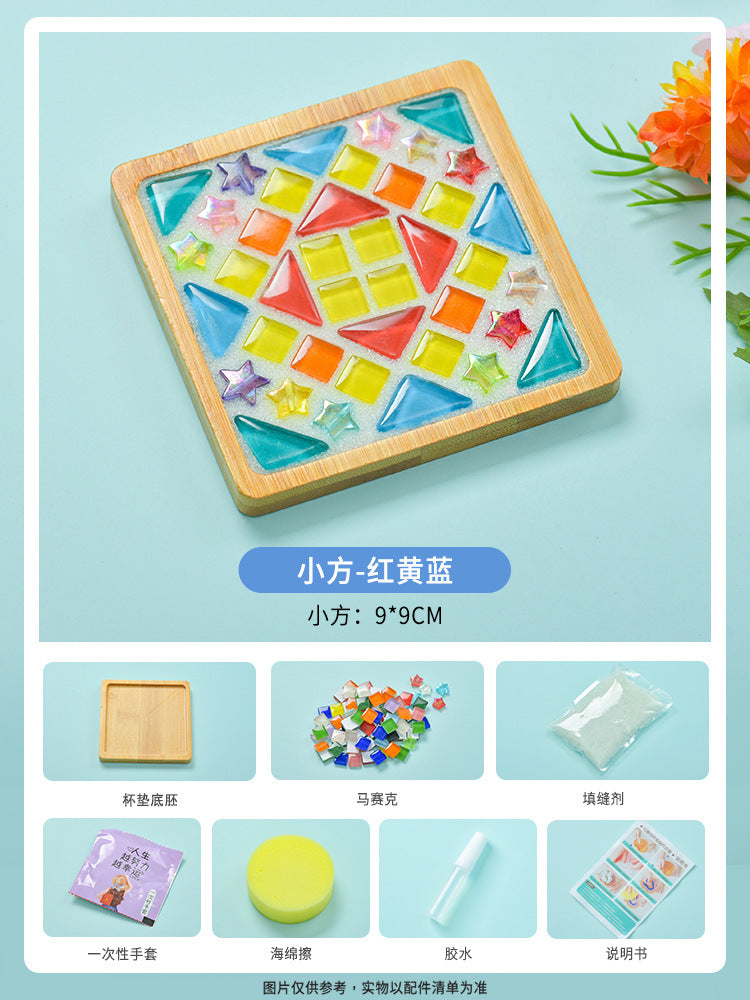 net red diy mosaic coaster warm field bamboo creative manual research independent material package warm field group building parent-child