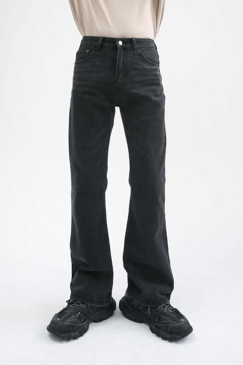 Men High Street Hip Hop Casual Small Flare Denim Jeans Pant Male Japan Korea Style Streetwear Vintage Denim Trousers Pant